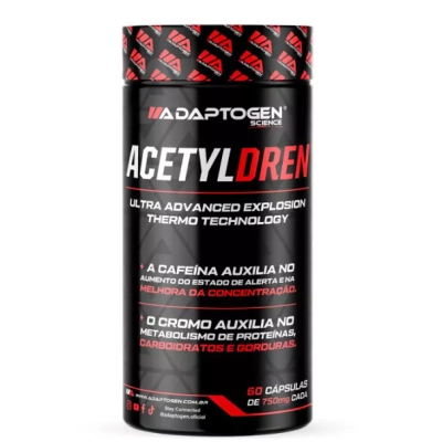 Termogênico Acetyl Dren 750mg, 60 Cápsulas, Adaptogen