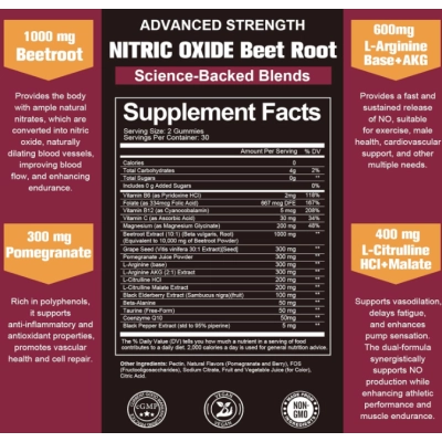 Nitric Oxide Booster Beet Root 17 em 1, Beterraba com L-arginina, L-citrulina e Romã, 60 Gomas, Totaria Health