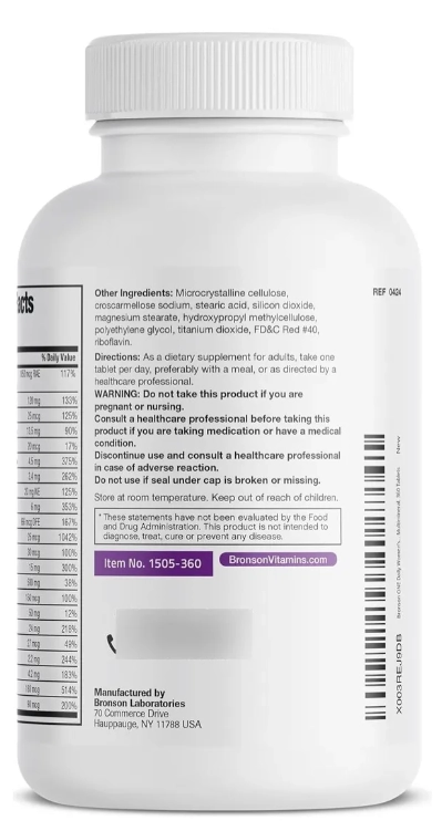 Multivitamínico One Daily Womens 50+, 360 Comprimidos, Bronson