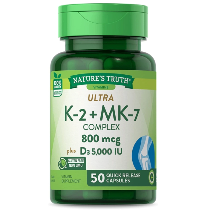 Complexo de Vitamina K2 e MK7 + D3, 800mcg, 50 Cápsulas, Nature's Truth