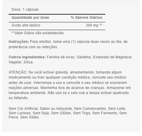 Ácido Alfa Lipoico 300mg, 60 Cápsulas, Puritans Pride