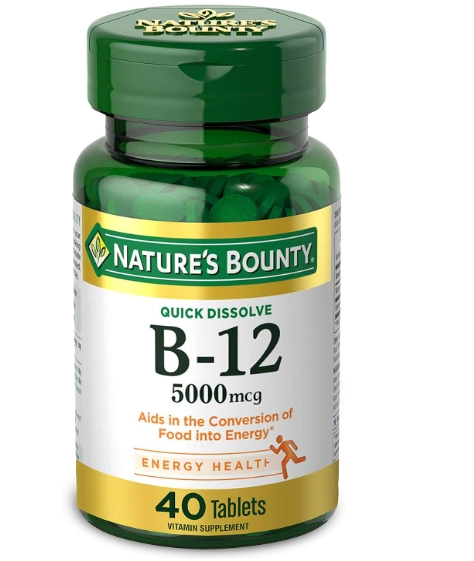 Vitamina B-12, 5000mcg, 40 Comprimidos sublingual, Natures Bounty
