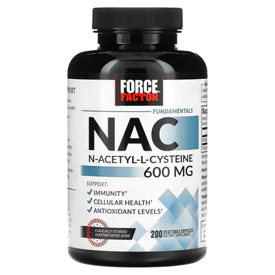 NAC, Acetilcisteína, 600mg, 200 Cápsulas, Force Factor