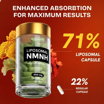 Liposomal NMNH, Máxima Biodisponibilidade, 300mg, 60 Cápsulas, Resurrected Health