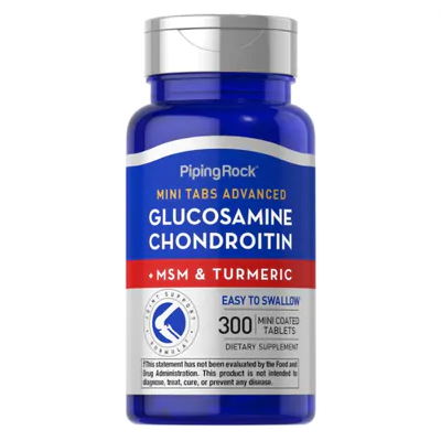 Glucosamina e Condroitina + MSM e Turmeric, 300 Comprimidos, PipingRock