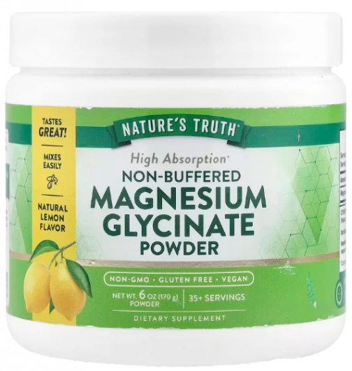 Glicinato de Magnésio Não Tamponado em Pó, Sabor Limão Natural, 170g, Nature's Truth