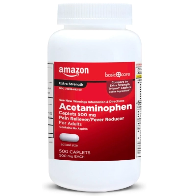 Acetaminophen 500mg, Acetaminofeno Analgésico e Antitérmico, 500  Cápsulas, Amazon Basics Care