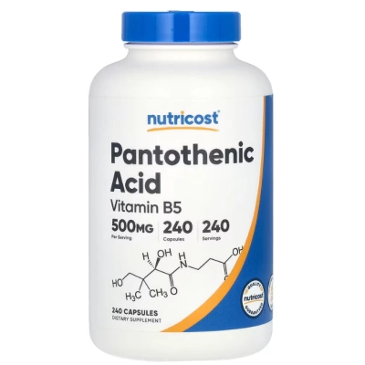 Ácido Pantotênico 500mg, Vitamina B5, 240 Cápsulas, Nutricost