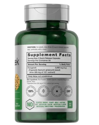 Fenugreek, Feno Grego 3000mg, 150 Cápsulas, Horbaach