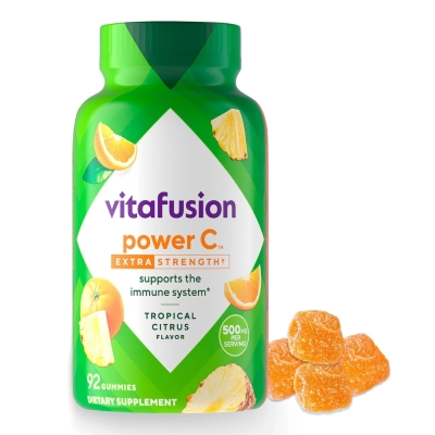 Power C Extra Strength, Suplemento de Vitamina C (500g), 92 Gomas Tropical Citrus, Vitafusion