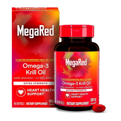 Krill Oil Ômega 3, Coração, Memória e Vitalidade Diária, 90 Softgels, MegaRed