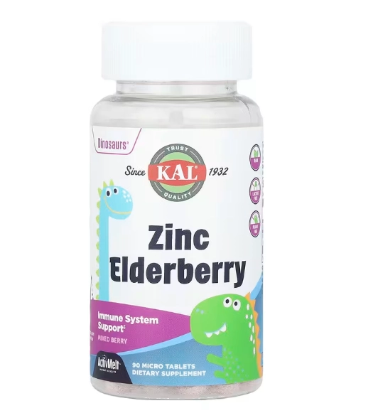 Zinco 5mg Elderberry Sabugueiro 20mg ActivMelt, 90 Microcomprimidos Dinosaurs, KAL