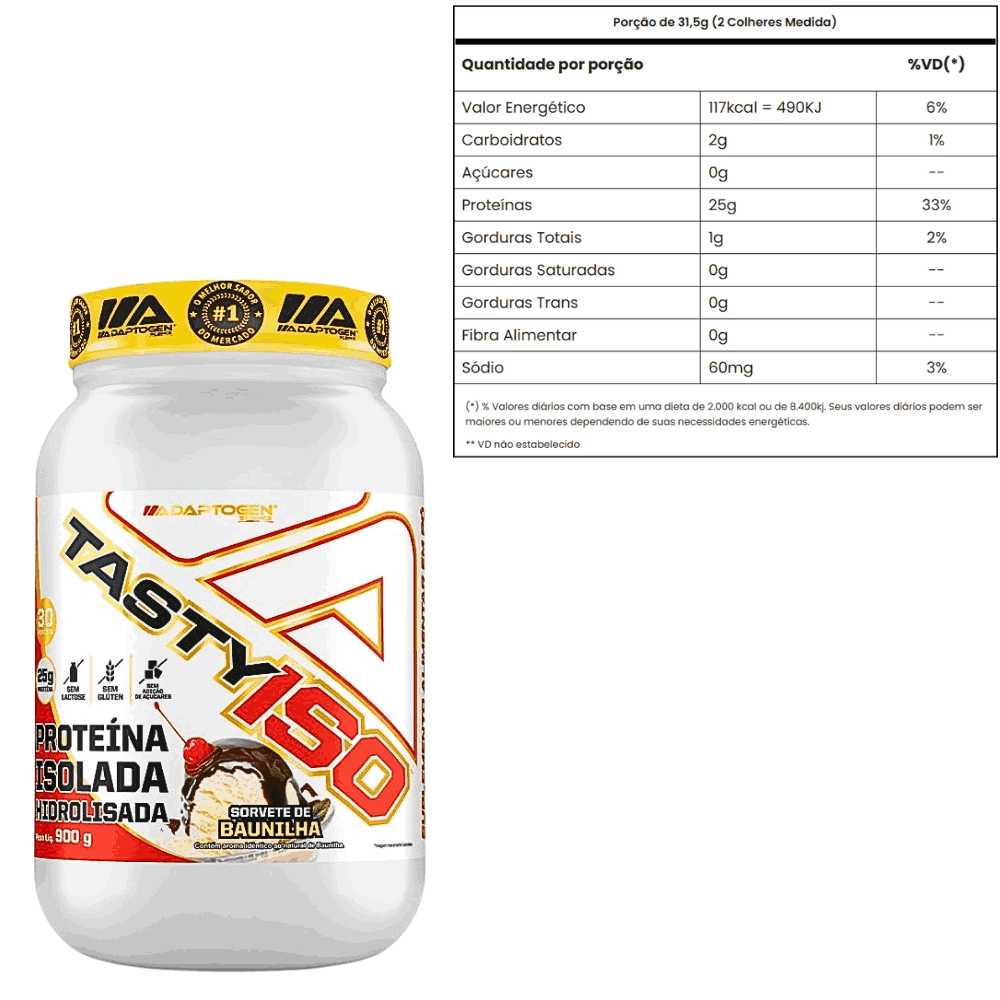 Whey Isolado Hidrolisado, 900g, Tasty Iso, Adaptogen