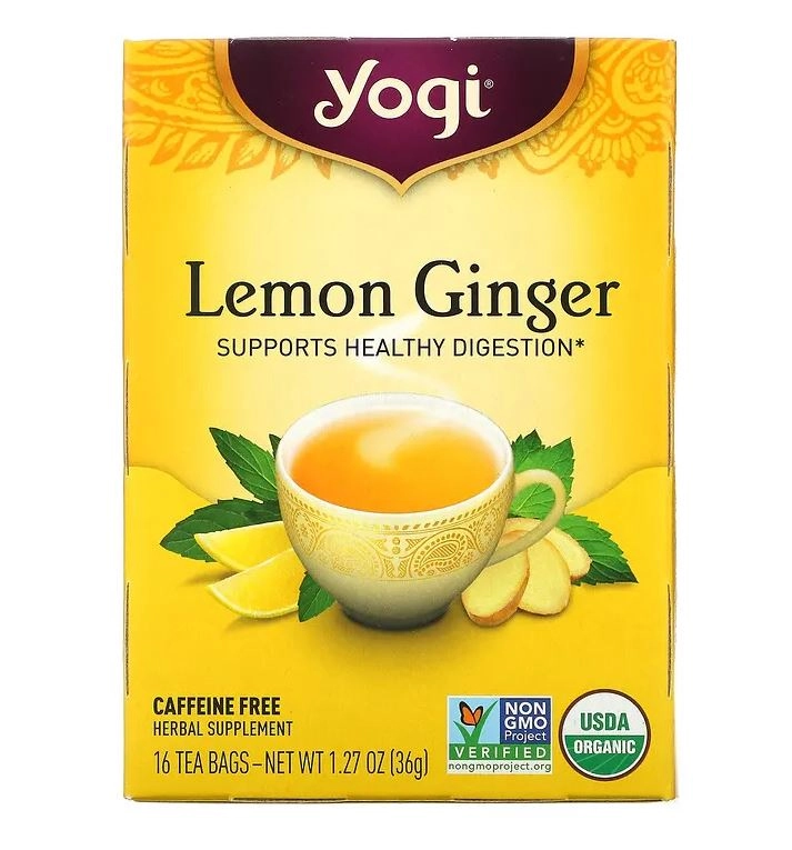 Chá, Limão, Gengibre, Sem Cafeína, 16 Saquinhos de Chá, 36g, Yogi