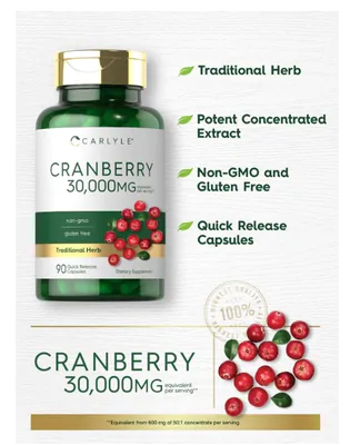 Cranberry concentrado, 30,000mg, 90 cápsulas, Carlyle