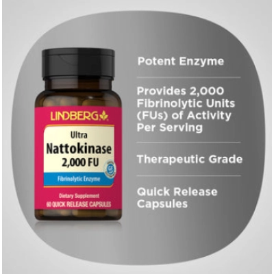 Nattokinase 2000FU, 60 Cápsulas, Lindberg