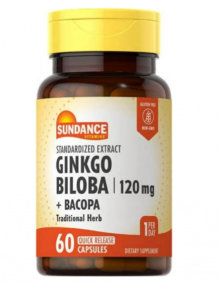 Ginkgo Biloba 120mg Plus, 60 Cápsulas, Sundance