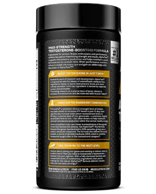 Alpha Test, Testosterone Max Strength, Amplificador de testosterona, 120 Cápsulas, MuscleTech