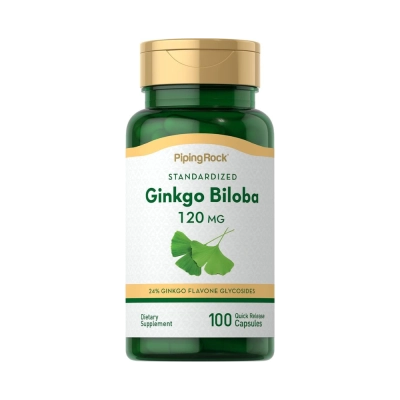 Ginkgo Biloba 120mg, Foco, Concentração e Saúde Cerebral, 100 Cápsulas, Piping Rock