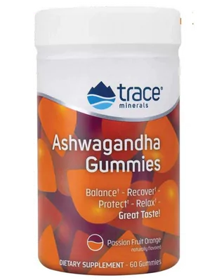 Ashwagandha Gummy, 60 Gomas Sabor Maracujá Laranja, Trace Minerals