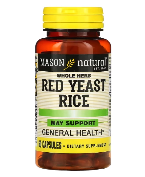 Red Yeast Rice, 600mg, 60 cápsulas, Mason Natural
