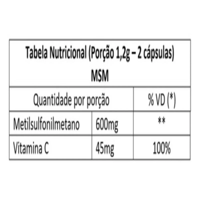 MSM Enxofre Orgânico + Vitamina C, 60 Cápsulas, Flora Nativa