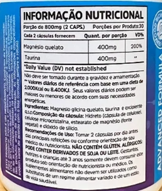 Magnésio Taurato, 800mg, 60 Cápsulas, Sunfood