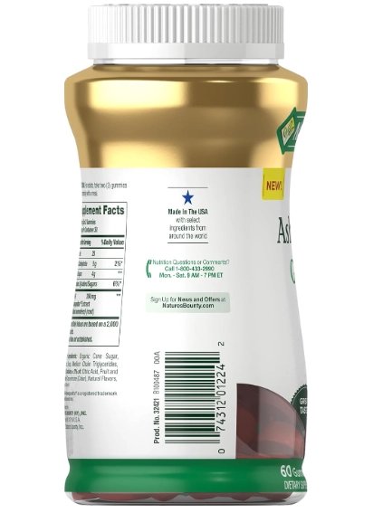 Ashwagandha 300mg, KSM-66, 60 Gomas Sabor Mix de Frutas Vermelhas, Nature's Bounty