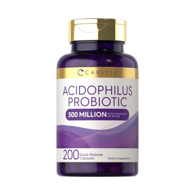 Acidophilus 500 Million UFCs, Saúde Intestinal, Imunidade e Digestão, 200 Cápsulas, Carlyle
