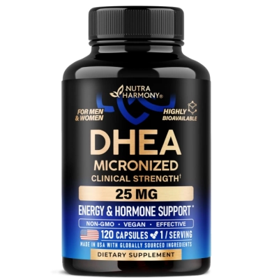 DHEA 25mg, Equilíbrio Hormonal e Níveis de Energia, 120 Cápsulas, Nutra Harmony