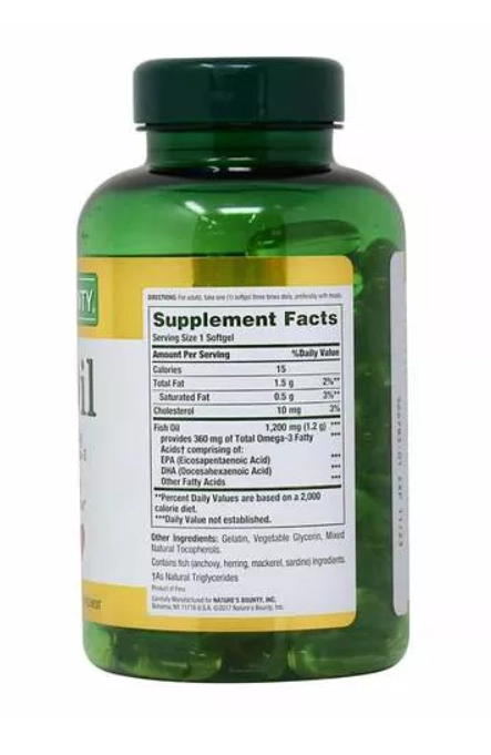 Fish Oil, ômega 3, 1200mg , 120 Cápsulas Moles, Nature's Bounty
