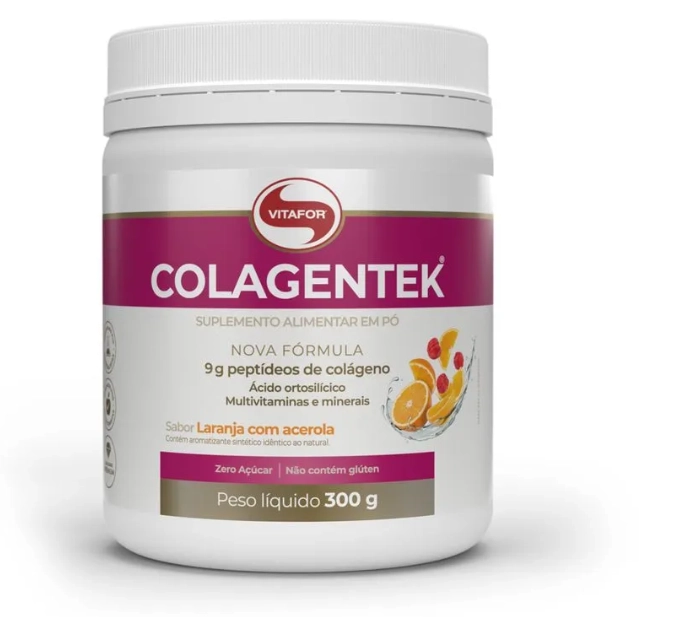 Colágeno Colagentek, 300g, Sabor laranja com acerola, Vitafor