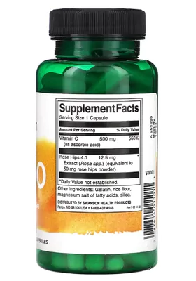 Vitamina C-500, 500mg, 100 cápsulas, Swanson