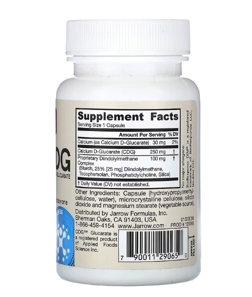 DIM 100mg + CDG, Fórmula Aprimorada de Desintoxicação, 30 Cápsulas, Jarrow Formulas