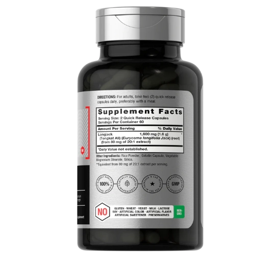 Longjack, 1600mg, Fórmula de testosterona, 120 cápsulas, Horbaach