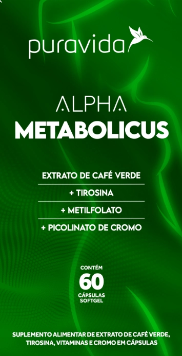 Alpha Metabolicus, Extrato de Café Verde + Tirosina, 60 cápsulas, PuraVida