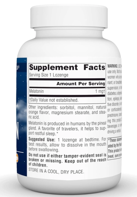 Melatonina 1mg, 300 Pastilhas Sabor Laranja, Source Naturals