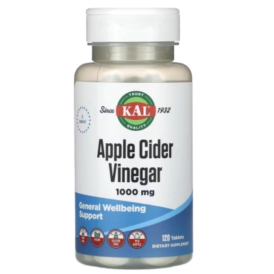 Apple Cider Vinegar 1000mg, Vinagre de Maçã, 120 Comprimidos, KAL