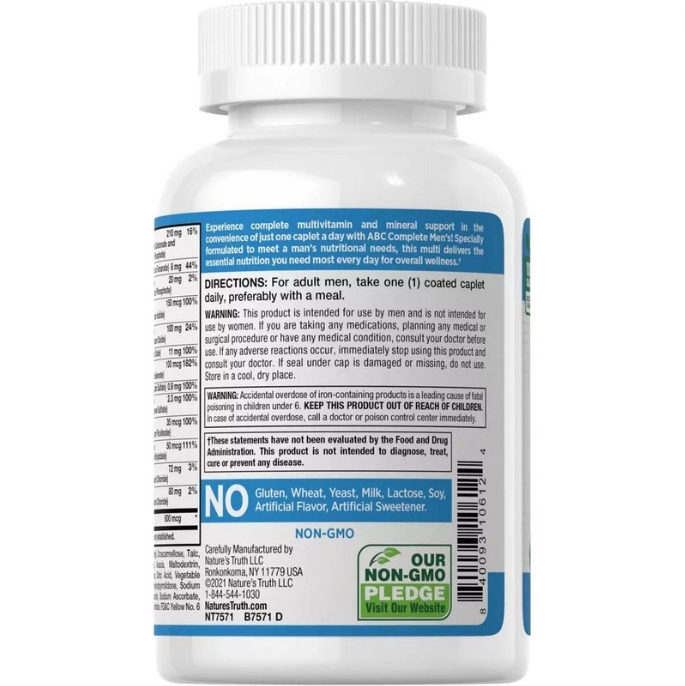 Multivitamínico Completo para Homens, 100 Comprimidos, Nature's Truth
