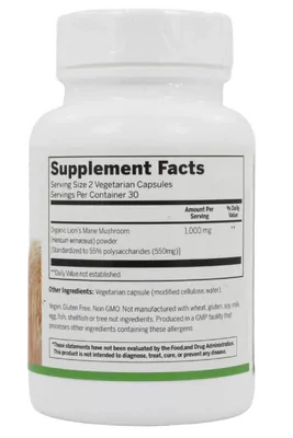 Lion's Mane, Juba de Leão, 500mg, 60 Cápsulas, Lucky Vitamin