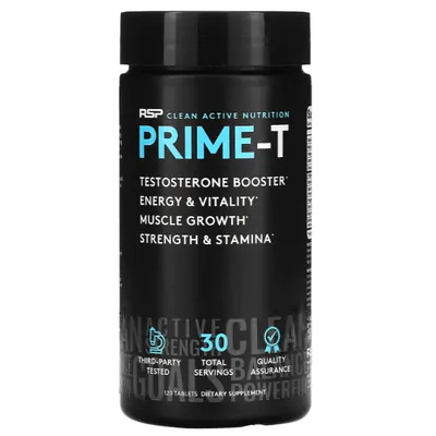 Prime-T, Reforço de Testosterona, 120 Comprimidos, RSP Nutrition