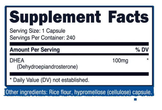 DHEA 100mg, 240 Cápsulas, Nutricost