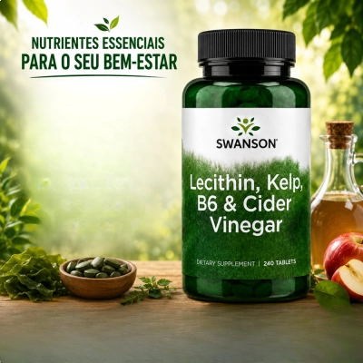 Lecithin + Kelp + B6 + Apple Cider Vinegar, Metabolismo, Energia e Bem-Estar, 240 Tablets, Swanson