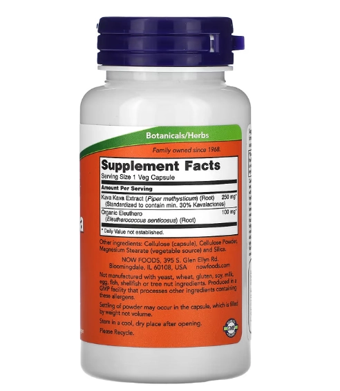 Extrato de Kava Kava, 250mg, 60 Cápsulas, Now