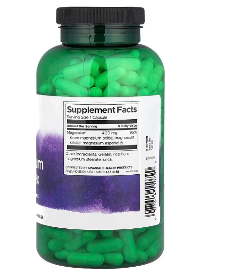 Complexo de Triplo Magnésio 400mg, 300 Cápsulas, Swanson