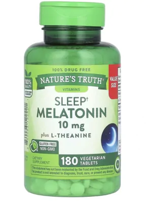 Melatonina 10mg Com L-Theanine, 180 Capsulas, Nature's Truth