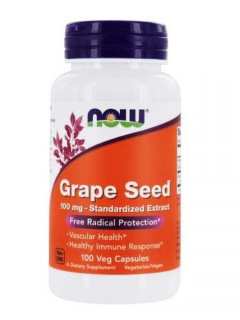 Grape Seed, Semente de Uva, Extrato Padronizado, 100mg, 100 Cápsulas, Now
