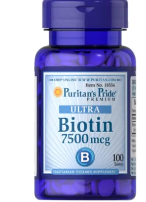 Biotina, 7500mcg, Ultra, 100 comprimidos, Puritan's Pride