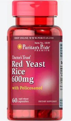 Arroz fermentado vermelho, 600mg, 60 capsulas, Puritan's Pride