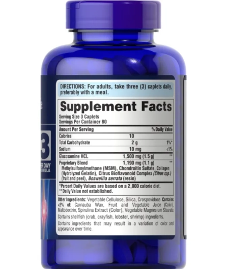 Glucosamina e Condroitina com MSM, Double Strenght, 240 Cápsulas, Puritan's Pride